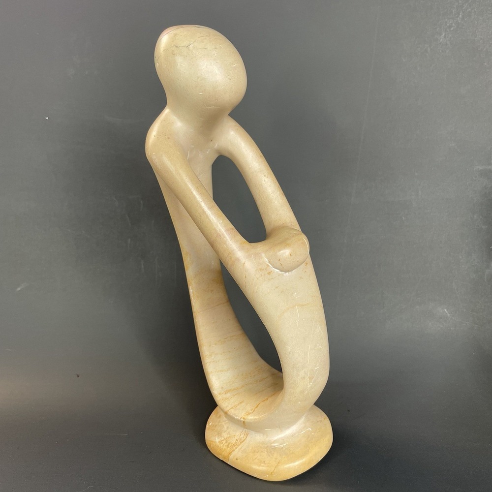Vintage Hand Carved Abstract Modern Craved  Soap‎ Stone Mother And Child Tan